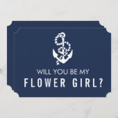 Be My Flower Girlカード |ロー航海のプ&いかり 招待状 (正面/裏面)