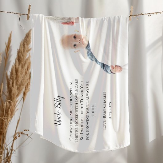 Be My Godfather Thank You Photo フリースブランケット