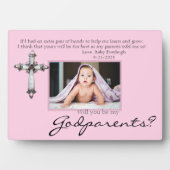 Be My Godparents Proposal Pink Memorial Photo フォトプラーク (正面)
