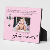 Be My Godparents Proposal Pink Memorial Photo フォトプラーク (側面)