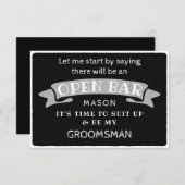 Be My Groomsman Card – オープンおもしろいバー サンキューカード (正面/裏面)
