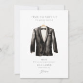 Be My Groomsman Water Color Black & White Tuxedo 招待状 (正面)