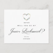 Be My Junior Bridesmaidフローラピンクハート提案 ポストカード (正面)