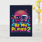 Be My Player 2 Greeting Card – Cute Gamer Love カード (黄色い花)