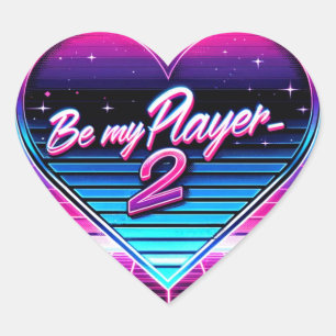 Be My Player 2 Retrowave Valentine's Dayステッカー ハートシール