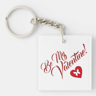 Be My Valentineハートと蝶 キーホルダー