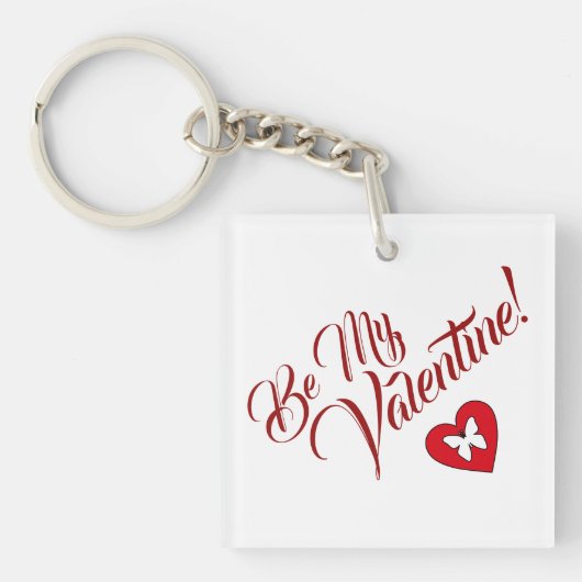 Be My Valentineハートと蝶 キーホルダー (正面)