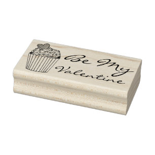 Be My Valentineハートカップケーキバレンタインデー ラバースタンプ