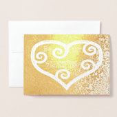 Be My Valentineハートスワール光沢のあるパターン&引用文 箔カード (封筒付き正面)