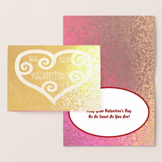 Be My Valentineハートスワール光沢のあるパターン&引用文 箔カード (ディスプレー)