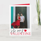 Be My Valentine赤いハート&写真 カード (正面)
