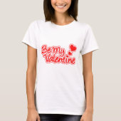 Be My Valentine赤と白のグラフィック女性のトップ Tシャツ (正面)