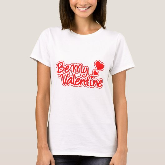 Be My Valentine赤と白のグラフィック女性のトップ Tシャツ (正面)