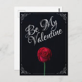 Be My Valentine – 赤いバラ黒 ポストカード (正面/裏面)