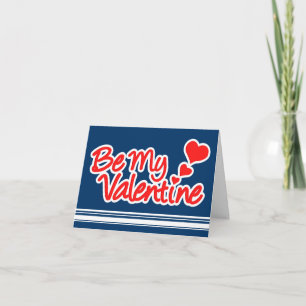 "Be my Valentine"青いカードに赤と白 シーズンカード