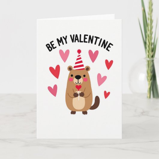Be My Valentine Beaver Card カード (正面)
