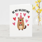Be My Valentine Beaver Card カード (黄色い花)