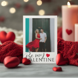 Be My Valentine Black，白，赤いハート&写真 シーズンカード