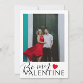 Be My Valentine Black，白，赤いハート&写真 シーズンカード (正面)