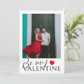 Be My Valentine Black，白，赤いハート&写真 シーズンカード (スタンド正面)