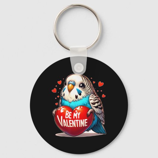Be My Valentine Budgie Heart キーホルダー (正面)