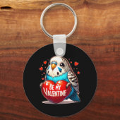 Be My Valentine Budgie Heart キーホルダー (正面)