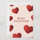Be My Valentine Card with Fuzzy Red Hearts Romanti 招待状 (正面)