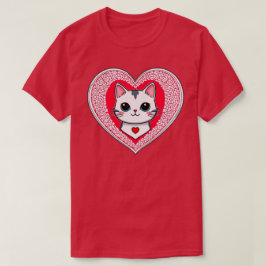 Be My Valentine CatハートTシャツ Tシャツ
