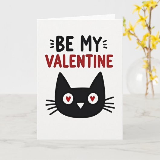 Be My Valentine Cat Card カード (黄色い花)