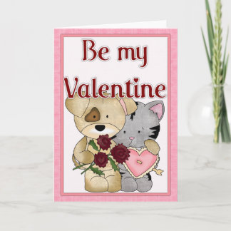 Be My Valentine Cat & Dog Greeting Card d3 シーズンカード