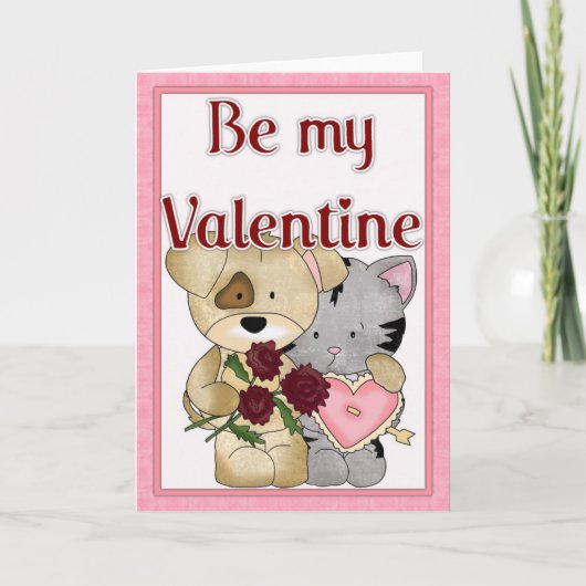 Be My Valentine Cat & Dog Greeting Card d3 シーズンカード (正面)