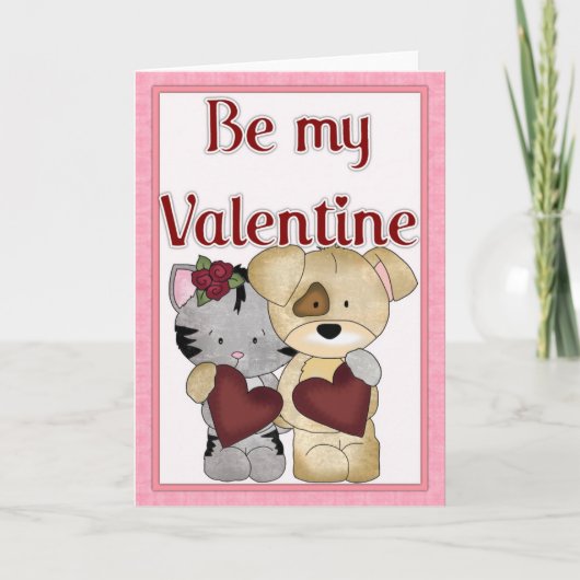 Be My Valentine Cat & Dog Greeting Card d4 シーズンカード (正面)