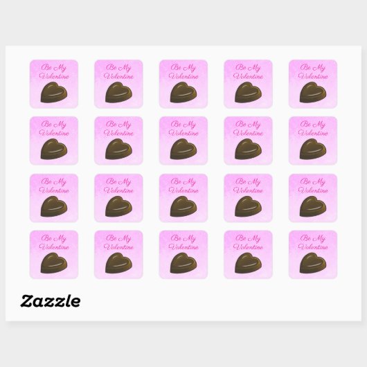 Be My Valentine Chocolate Heart スクエアシール (シート)
