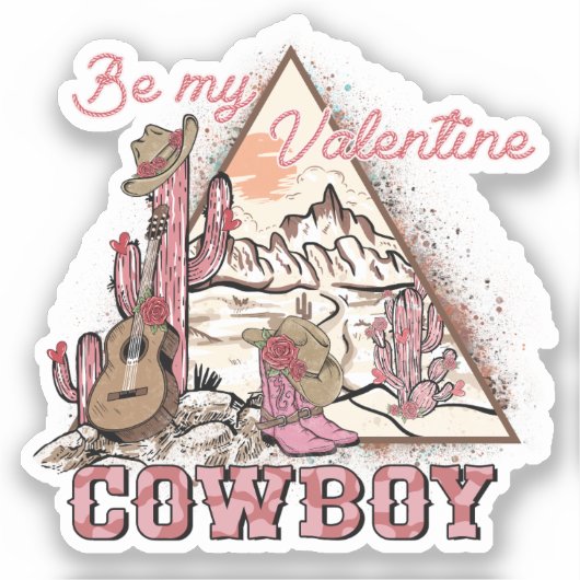 Be My Valentine - Cowboy Western Country シール (正面)