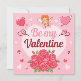Be my valentine Cupid roses シーズンカード