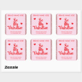 Be My Valentine Custom Pink Candle Labels  スクエアシール (シート)