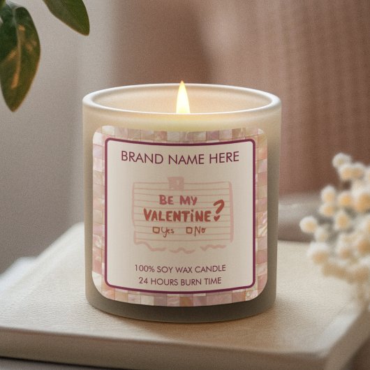 Be My Valentine Custom Pink Candle Labels  スクエアシール