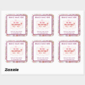 Be My Valentine Custom Pink Candle Labels  スクエアシール (シート)