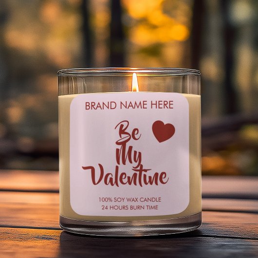 Be My Valentine Custom Purple Candle Labels  スクエアシール