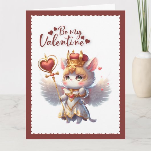 Be My Valentine Cute Chibi Cat Valentine Holiday カード (正面)