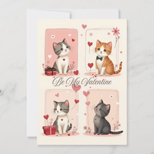 Be My Valentine Cute Kittens Love Card シーズンカード (正面)