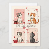Be My Valentine Cute Kittens Love Card シーズンカード (正面/裏面)
