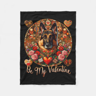Be My Valentine Dog Flower Day – ドイツ語S フリースブランケット
