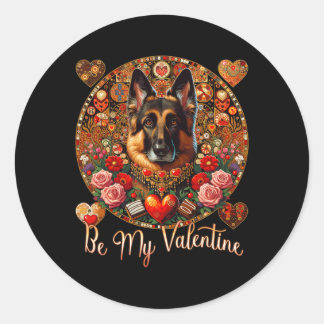 Be My Valentine Dog Flower Day – ドイツ語S ラウンドシール