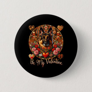 Be My Valentine Dog Flower Day – ドイツ語S 缶バッジ