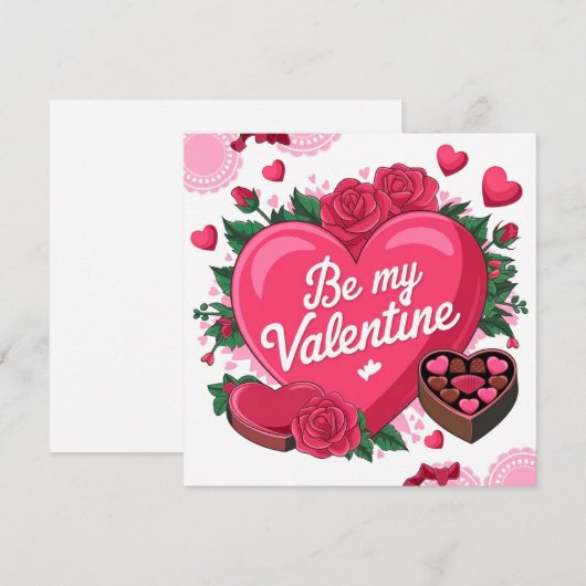 Be my Valentine floral シーズンカード (正面/裏面)