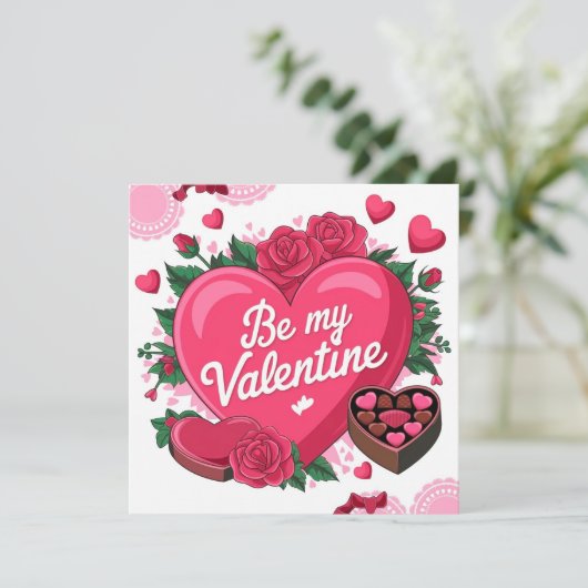 Be my Valentine floral シーズンカード (スタンド正面)