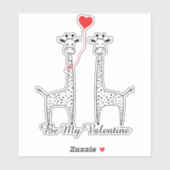 Be My Valentine Giraffe Couple Red Heart Balloon シール (シート)