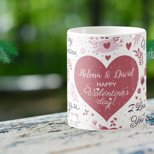 Be My Valentine I Love You名前をカスタムする コーヒーマグカップ