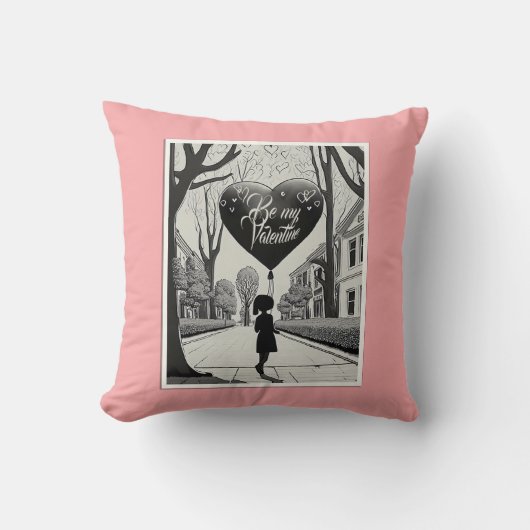 Be My Valentine inマンガスタイルモノクロ1617 クッション (正面)